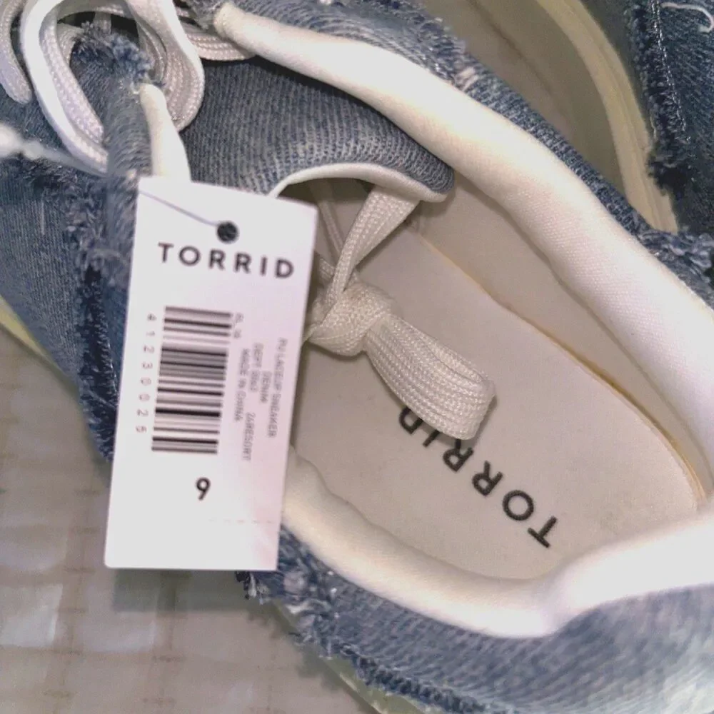 Torrid Women’s Denim Chunky Lace-Up Sneakers NWT SIZE 9